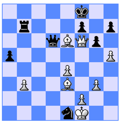丁立人执白战胜曾居世界第二的特级大师阿罗尼安的棋图