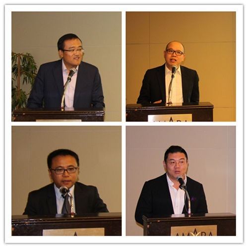 左上：冒大卫书记   右上：吴联生教授  左下：张峥教授     右下：赵龙凯教授