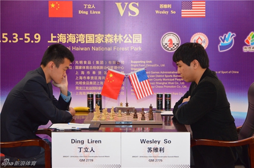 丁立人在对抗赛第3局中战胜苏维利